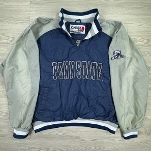 Chalk Line Men's Windbreaker Penn State Quarter Zip Blue Gray 2XL Vintage Jacket